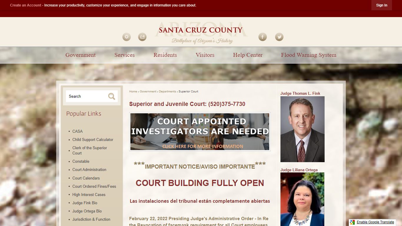 Superior and Juvenile Court: (520)375-7730 | Santa Cruz County, AZ ...